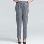 Pantalon Héloïse grande taille gris moyen, vue portée de face