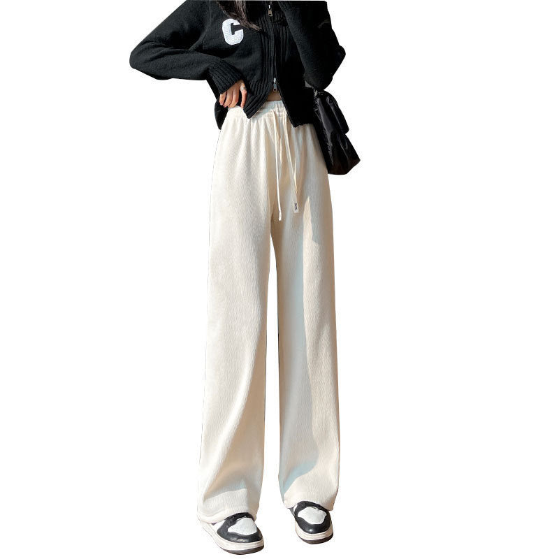 Pantalon doublé polaire Ursule ivoire, vue portée de face