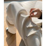 Pantalon doublé polaire Ursule ivoire, détail porté
