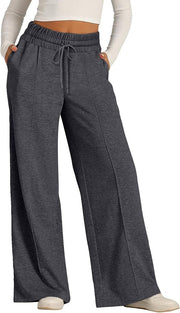 Pantalon de jogging à jambe large Apolline gris foncé, vue portée de face