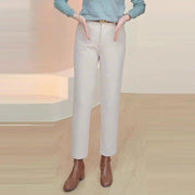 Pantalon en laine Victoire ivoire, vue portée de face