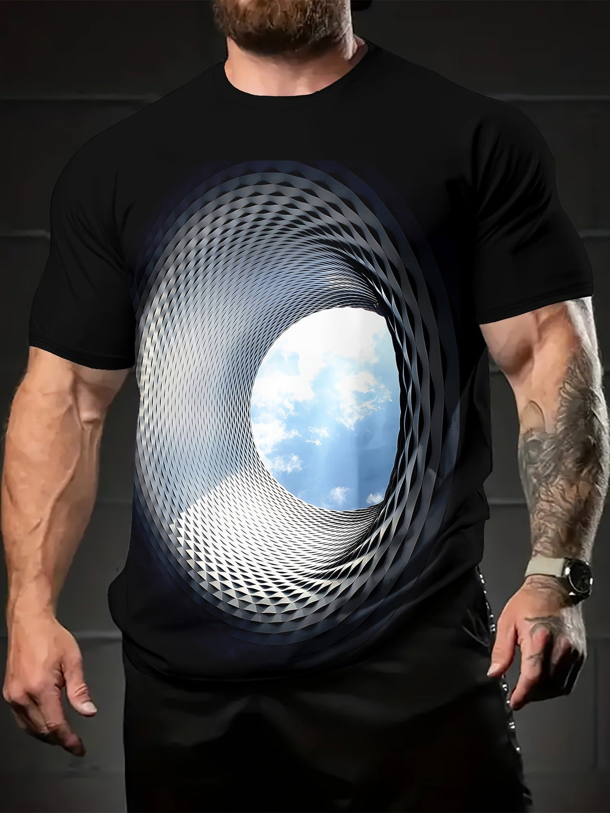 T-shirt à col rond — vue portée de face