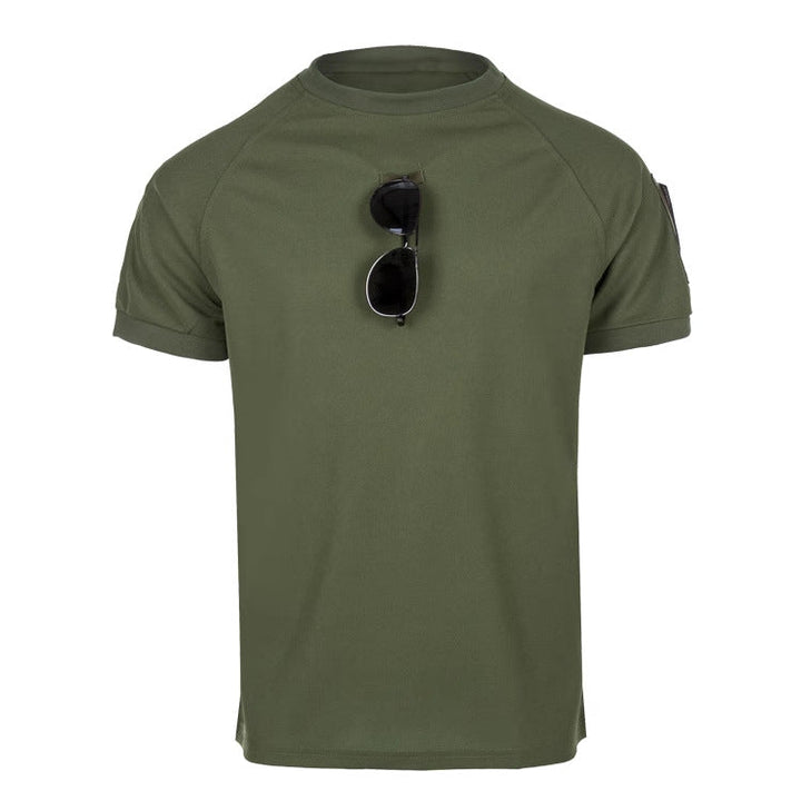 T-shirt vert olive à col rond, vue de face