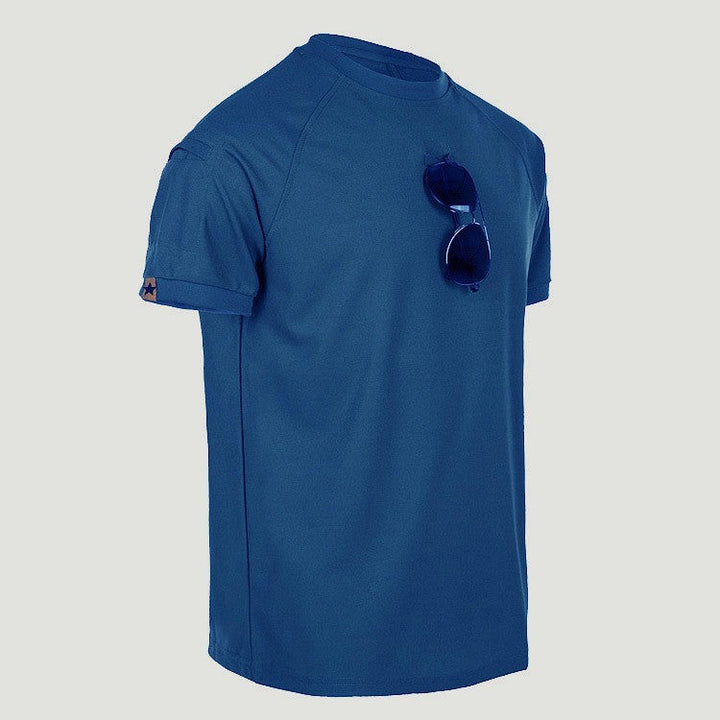 T-shirt bleu à col rond, vue de face