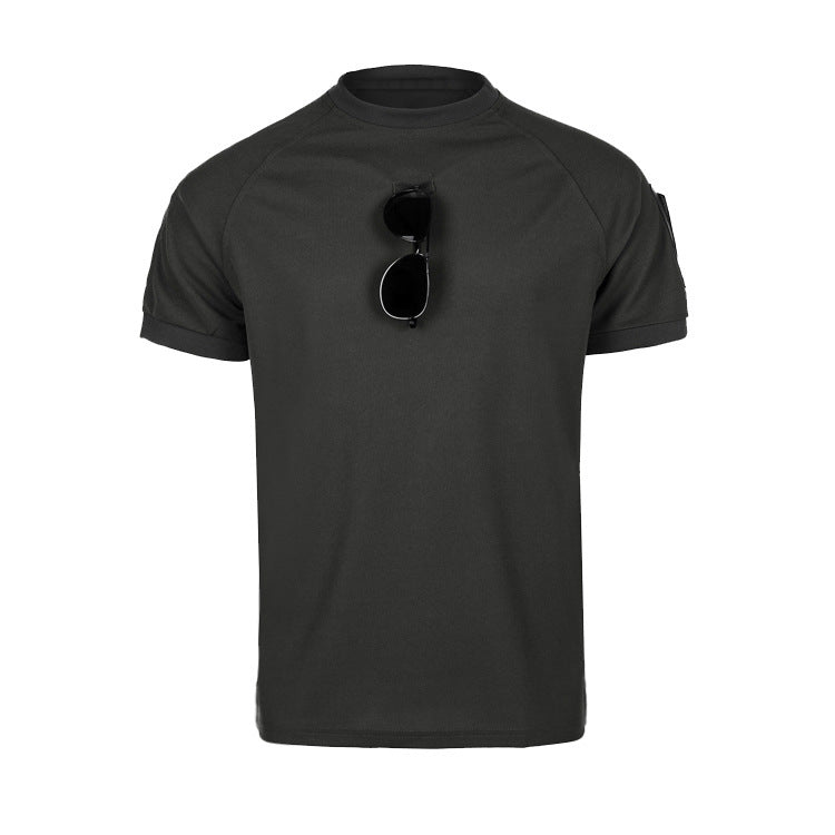 T-shirt noir à col rond, vue de face