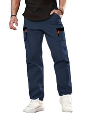 Pantalon cargo poches rabat bleu marine — vue portée de face