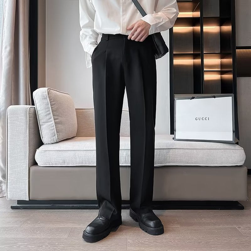 Pantalon uni à jambes larges noir — vue portée en pied