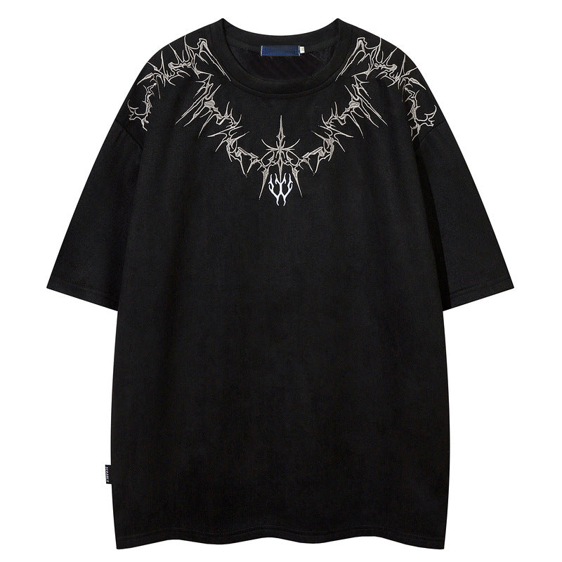 T-shirt brodé noir, vue de face