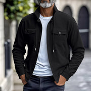 Veste texturée noire à cordons, vue portée de face