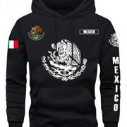 Sweat à capuche avec drapeau et motif du Mexique — noir.