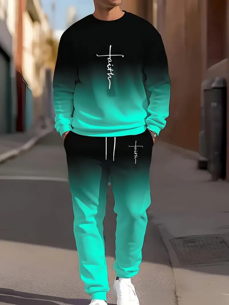 Ensemble long à effet dégradé turquoise et noir — vue portée en pied