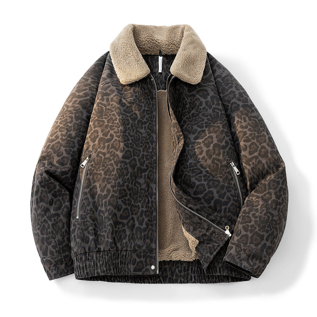 Veste léopard gris foncé, vue de face