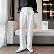 Pantalon uni à jambes larges blanc — vue portée en pied
