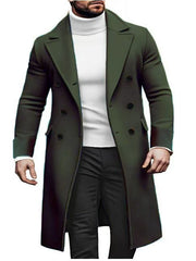 Manteau croisé à revers crantés vert foncé — vue portée de face