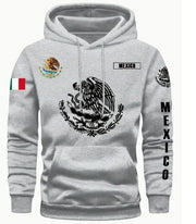 Sweat à capuche avec drapeau et motif du Mexique — gris.