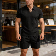 Ensemble chemise col et short noir — vue portée en pied