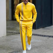 Ensemble col montant zippé jaune — vue portée en pied