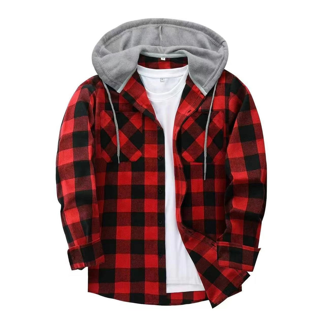Veste à carreaux et capuche contrastée