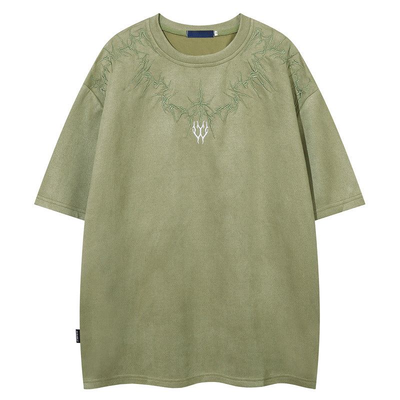 T-shirt brodé vert clair, vue de face