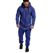 Combinaison capuche zip contrastant bleu roi — vue portée en pied