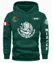 Sweat à capuche avec drapeau et motif du Mexique — vert.