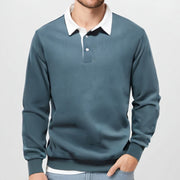 Polo blocs couleur manches longues — vue portée de face