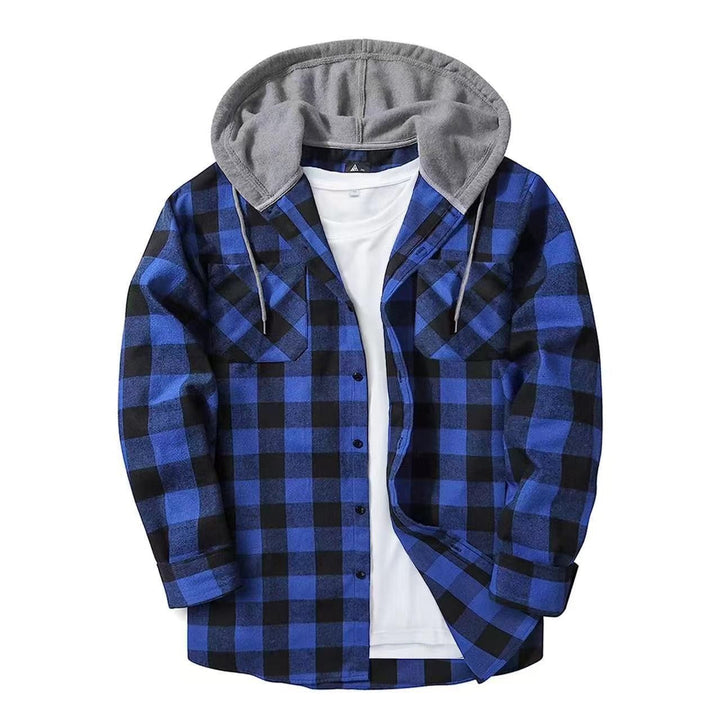 Veste à carreaux et capuche contrastée
