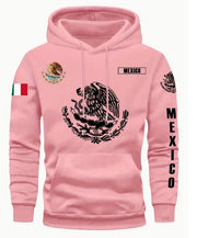 Sweat à capuche avec drapeau et motif du Mexique — rose.