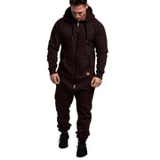 Combinaison capuche zip contrastant marron foncé — vue portée en pied