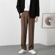 Pantalon uni à jambes larges marron foncé — vue portée en pied
