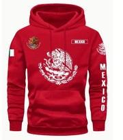 Sweat à capuche avec drapeau et motif du Mexique — rouge.