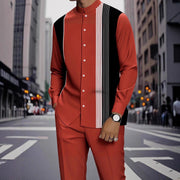 Ensemble manches longues et pantalon rouge — vue portée en pied
