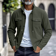 Veste texturée vert kaki à cordons, vue portée de face