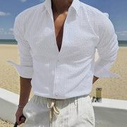 Chemise rayée blanche, vue portée de face