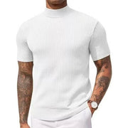 Pull uni en maille côtelée blanc — vue portée de face
