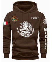 Sweat à capuche avec drapeau et motif du Mexique — marron.