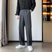 Pantalon uni à jambes larges gris foncé — vue portée en pied