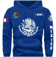 Sweat à capuche avec drapeau et motif du Mexique — bleu.