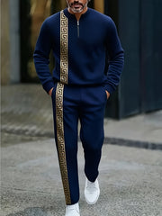 Ensemble col montant zippé bleu marine — vue portée en pied