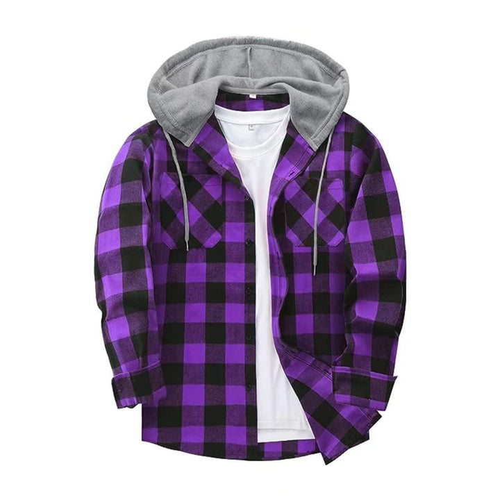 Veste à carreaux et capuche contrastée
