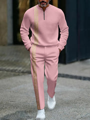 Ensemble col montant zippé rose — vue portée en pied