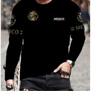 T-shirt noir à manches longues imprimé Mexico, vue portée de face