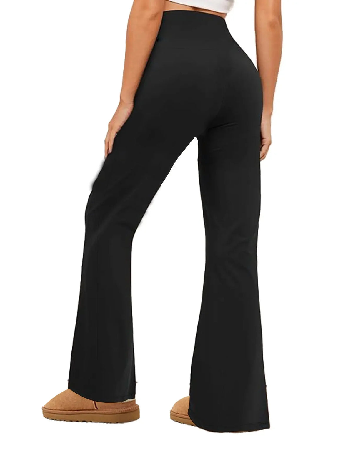 Legging flare doublé polaire Ninon noir, vue portée de dos