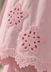 Robe longue brodée rose — broderie