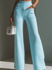 Pantalon large bleu layette côtelé