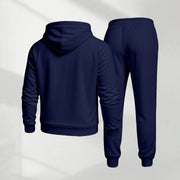 Ensemble veste capuche pantalon — bleu marine vu de dos, capuche et jogging resserré