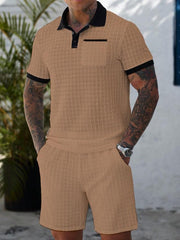 Ensemble t-shirt blocs de couleur beige — vue portée de trois-quarts