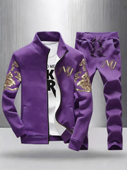 Ensemble sport à col montant violet — pièce isolée, vue de face