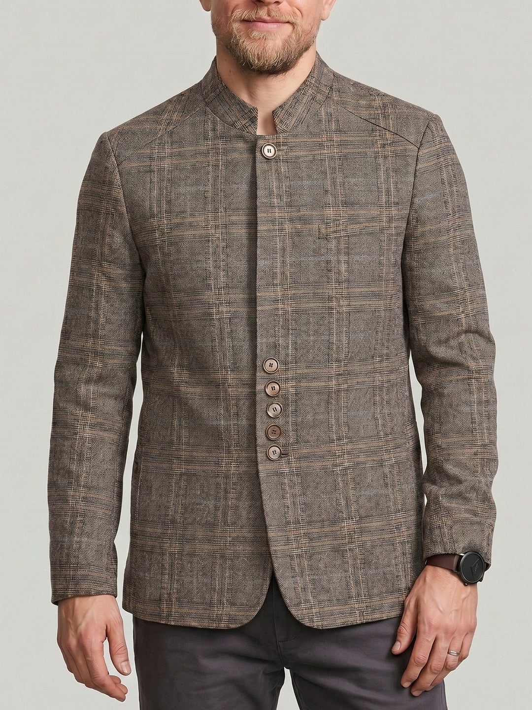 Blazer à carreaux à boutonnage simple