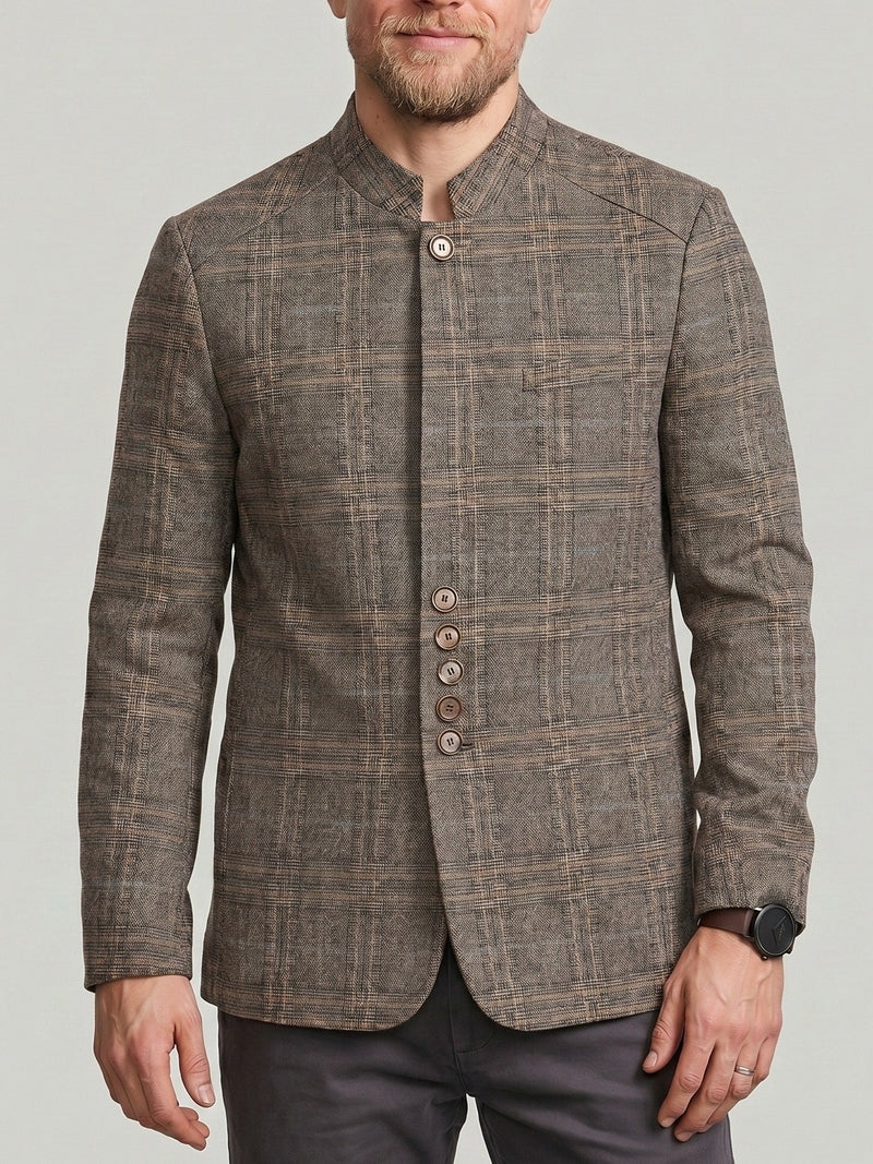 Blazer à carreaux à boutonnage simple